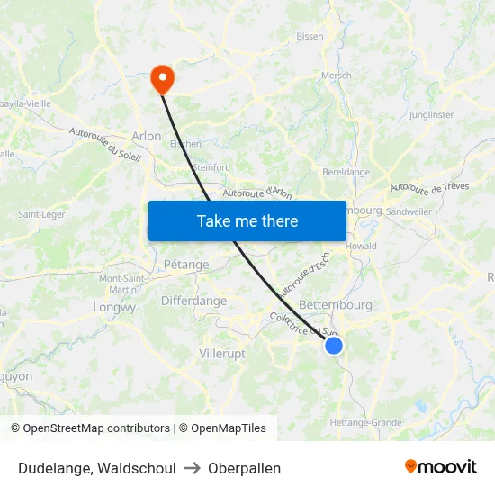 Dudelange, Waldschoul to Oberpallen map