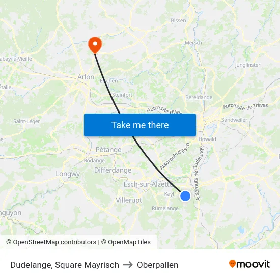 Dudelange, Square Mayrisch to Oberpallen map