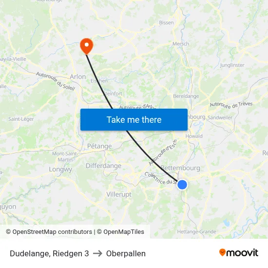Dudelange, Riedgen 3 to Oberpallen map