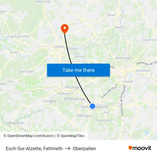 Esch-Sur-Alzette, Fettmeth to Oberpallen map