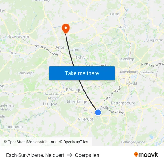 Esch-Sur-Alzette, Neiduerf to Oberpallen map
