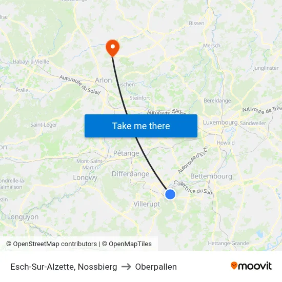 Esch-Sur-Alzette, Nossbierg to Oberpallen map