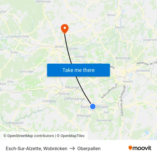 Esch-Sur-Alzette, Wobrécken to Oberpallen map