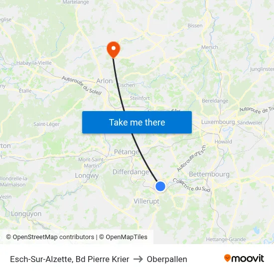 Esch-Sur-Alzette, Bd Pierre Krier to Oberpallen map