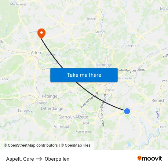 Aspelt, Gare to Oberpallen map