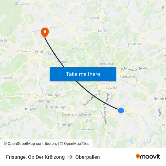 Frisange, Op Der Kräizong to Oberpallen map