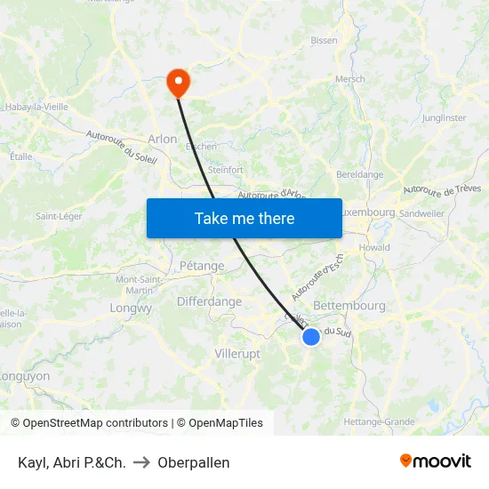 Kayl, Abri P.&Ch. to Oberpallen map