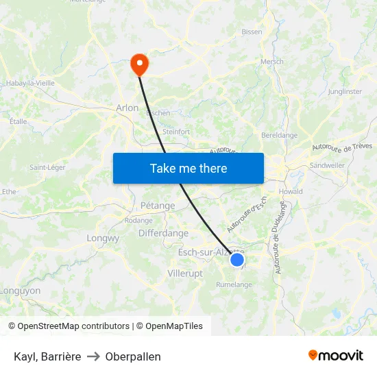 Kayl, Barrière to Oberpallen map