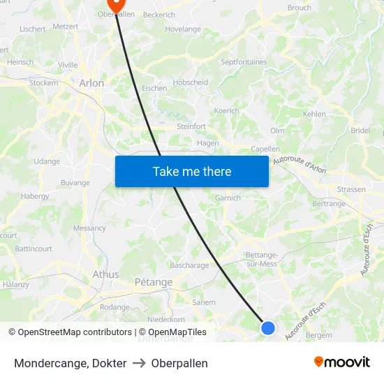 Mondercange, Dokter to Oberpallen map