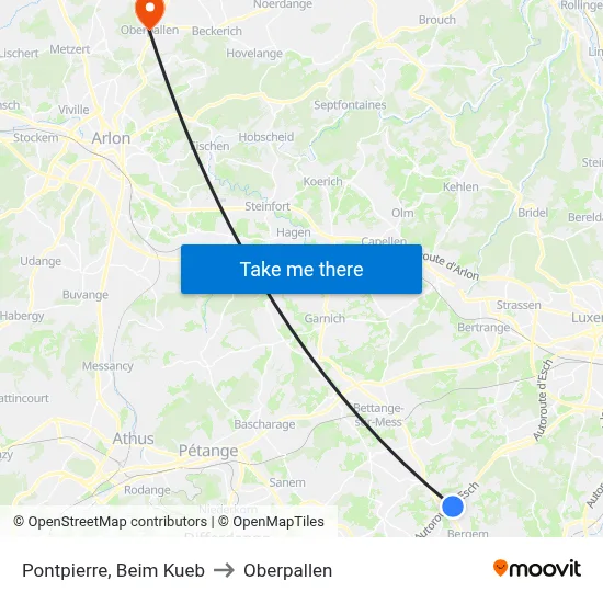 Pontpierre, Beim Kueb to Oberpallen map