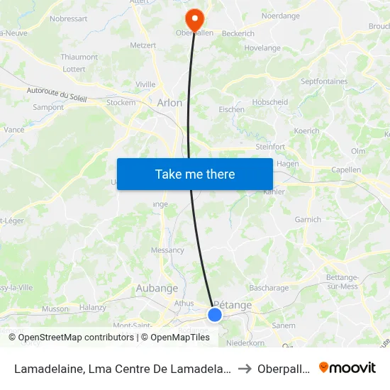 Lamadelaine, Lma Centre De Lamadelaine to Oberpallen map
