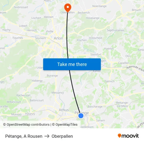 Pétange, A Rousen to Oberpallen map