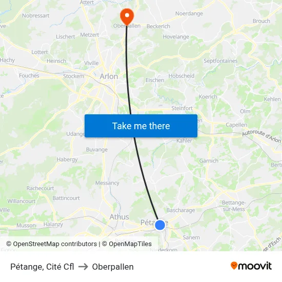 Pétange, Cité Cfl to Oberpallen map