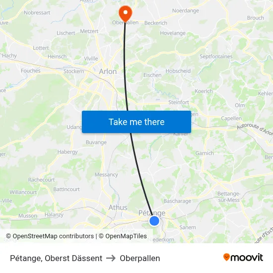 Pétange, Oberst Dässent to Oberpallen map