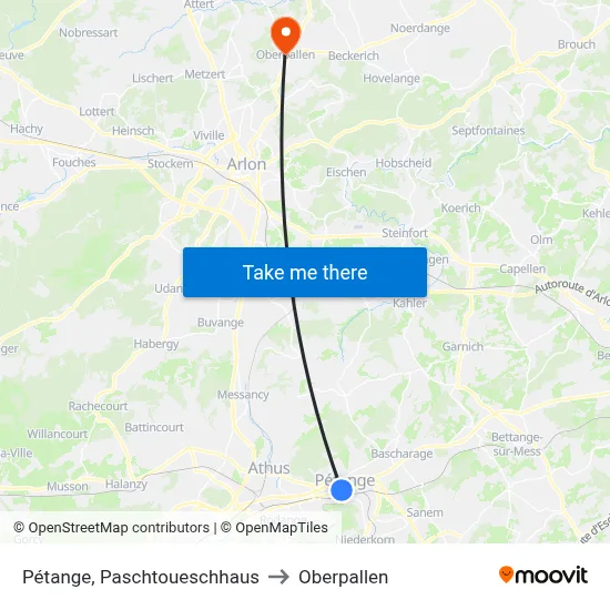 Pétange, Paschtoueschhaus to Oberpallen map
