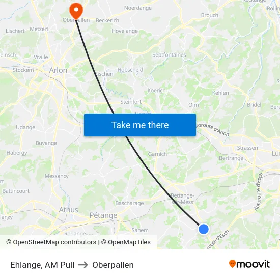 Ehlange, AM Pull to Oberpallen map