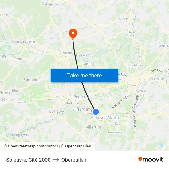 Soleuvre, Cité 2000 to Oberpallen map