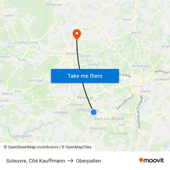 Soleuvre, Cité Kauffmann to Oberpallen map