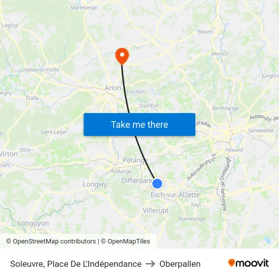 Soleuvre, Place De L'Indépendance to Oberpallen map