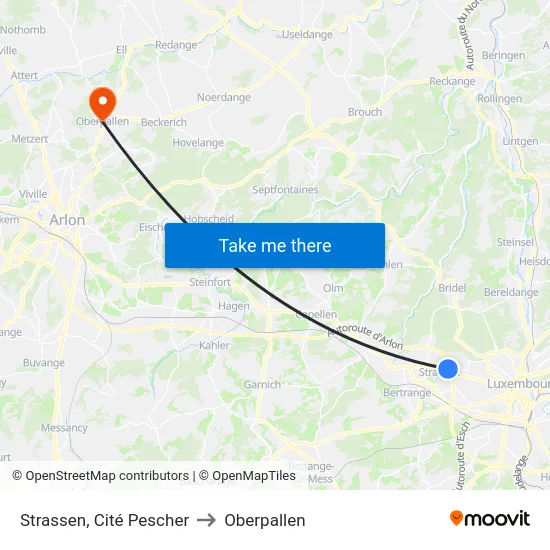Strassen, Cité Pescher to Oberpallen map