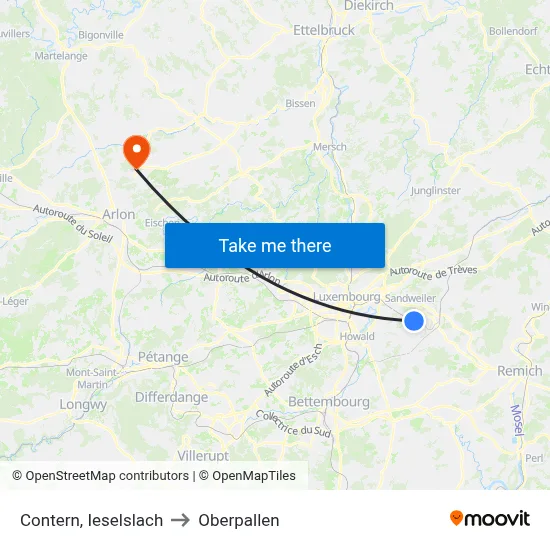Contern, Ieselslach to Oberpallen map