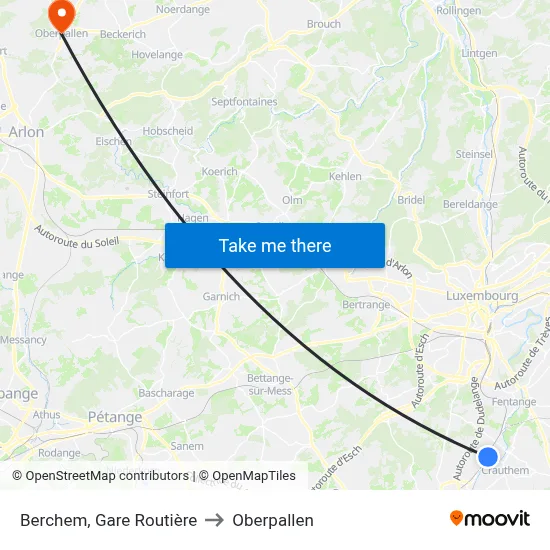 Berchem, Gare Routière to Oberpallen map