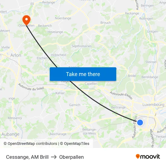 Cessange, AM Brill to Oberpallen map