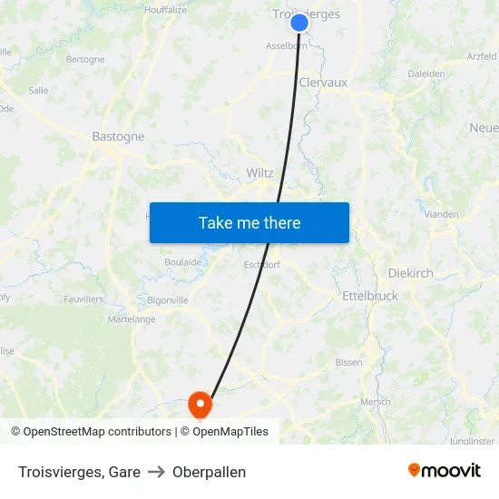 Troisvierges, Gare to Oberpallen map