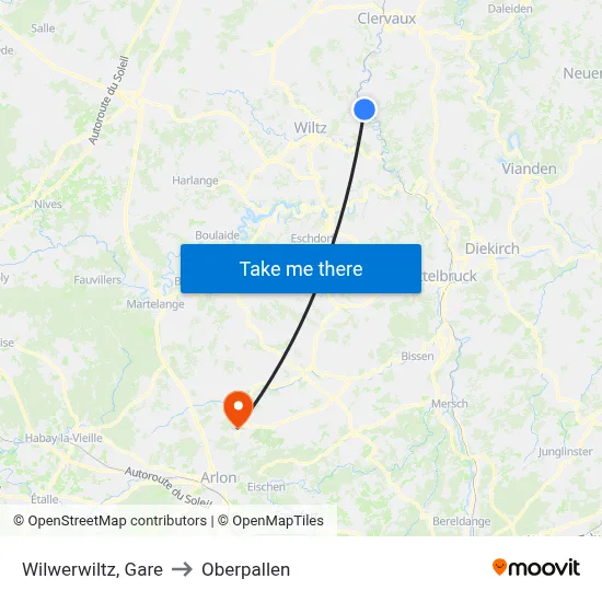 Wilwerwiltz, Gare to Oberpallen map