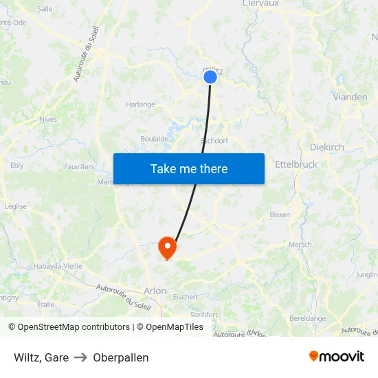 Wiltz, Gare to Oberpallen map