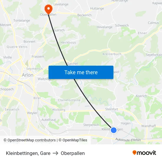 Kleinbettingen, Gare to Oberpallen map