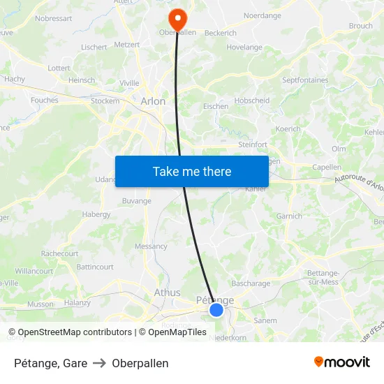 Pétange, Gare to Oberpallen map