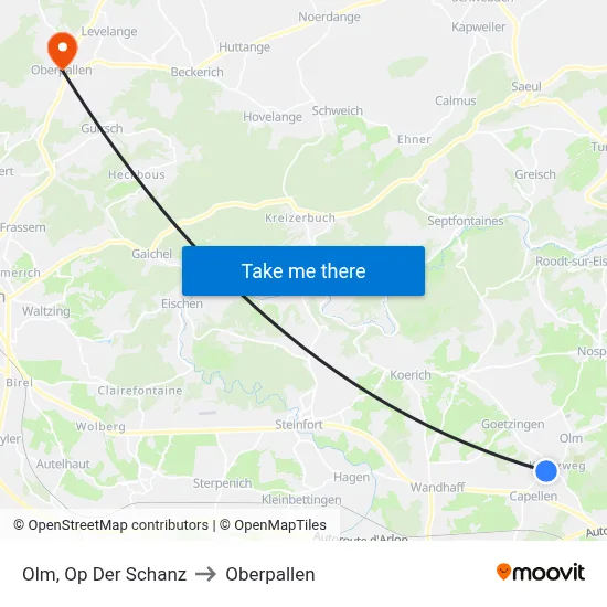 Olm, Op Der Schanz to Oberpallen map
