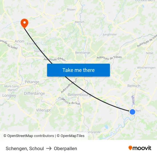 Schengen, Schoul to Oberpallen map
