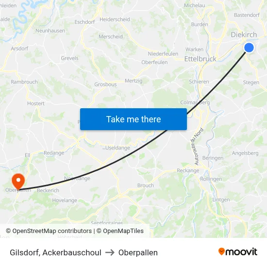 Gilsdorf, Ackerbauschoul to Oberpallen map