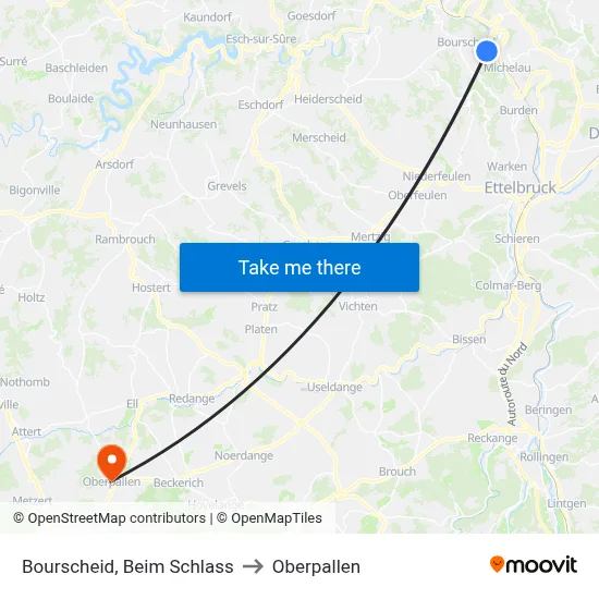 Bourscheid, Beim Schlass to Oberpallen map