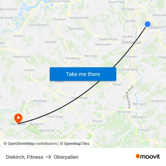 Diekirch, Fitness to Oberpallen map