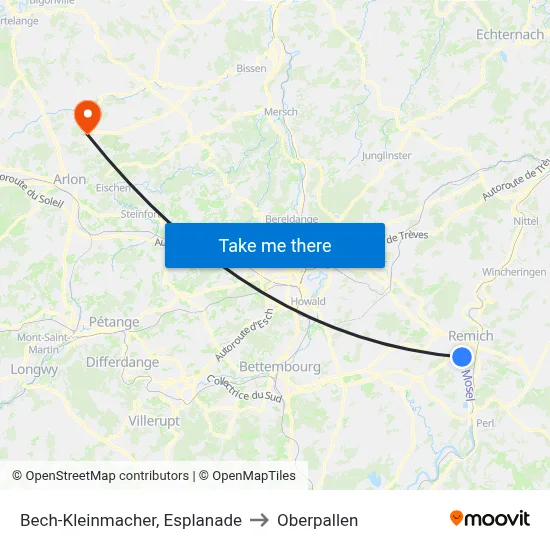 Bech-Kleinmacher, Esplanade to Oberpallen map
