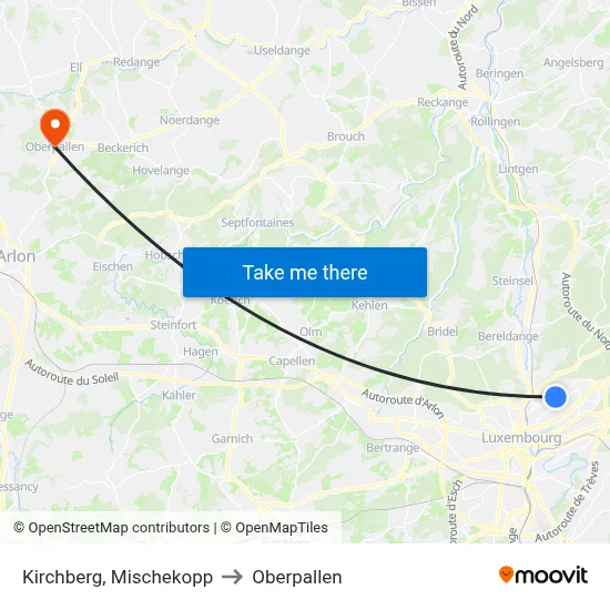 Kirchberg, Mischekopp to Oberpallen map