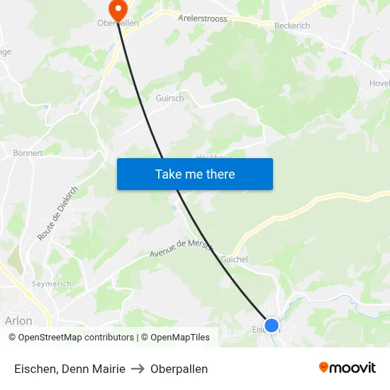 Eischen, Denn Mairie to Oberpallen map