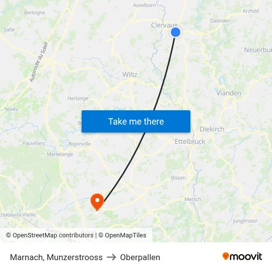 Marnach, Munzerstrooss to Oberpallen map