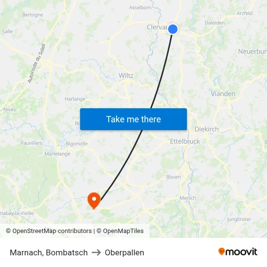 Marnach, Bombatsch to Oberpallen map