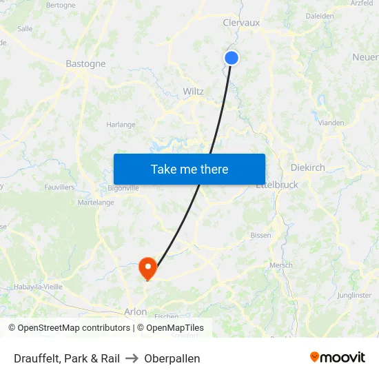 Drauffelt, Park & Rail to Oberpallen map