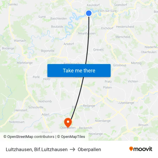 Lultzhausen, Bif.Lultzhausen to Oberpallen map