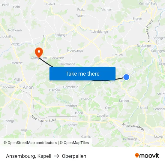 Ansembourg, Kapell to Oberpallen map