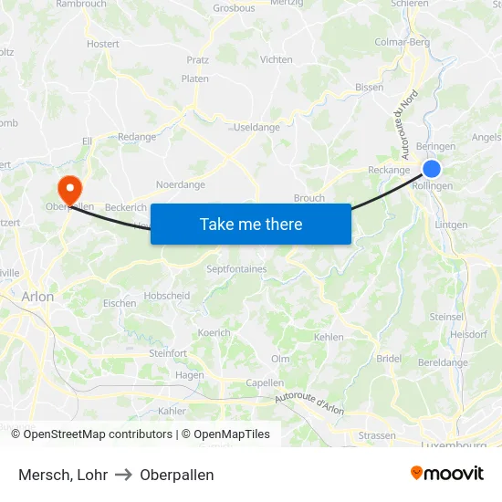 Mersch, Lohr to Oberpallen map