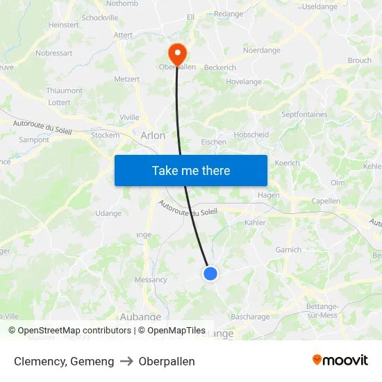 Clemency, Gemeng to Oberpallen map