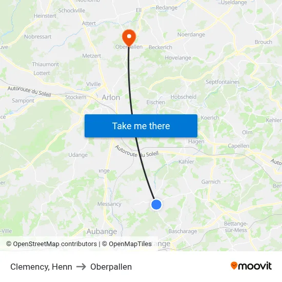 Clemency, Henn to Oberpallen map