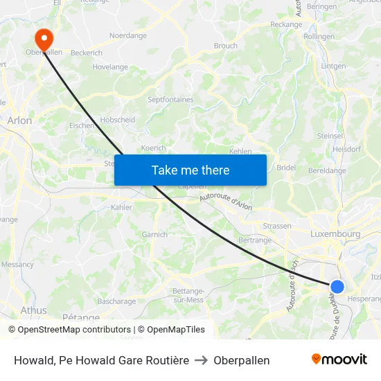 Howald, Pe Howald Gare Routière to Oberpallen map
