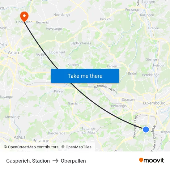 Gasperich, Stadion to Oberpallen map